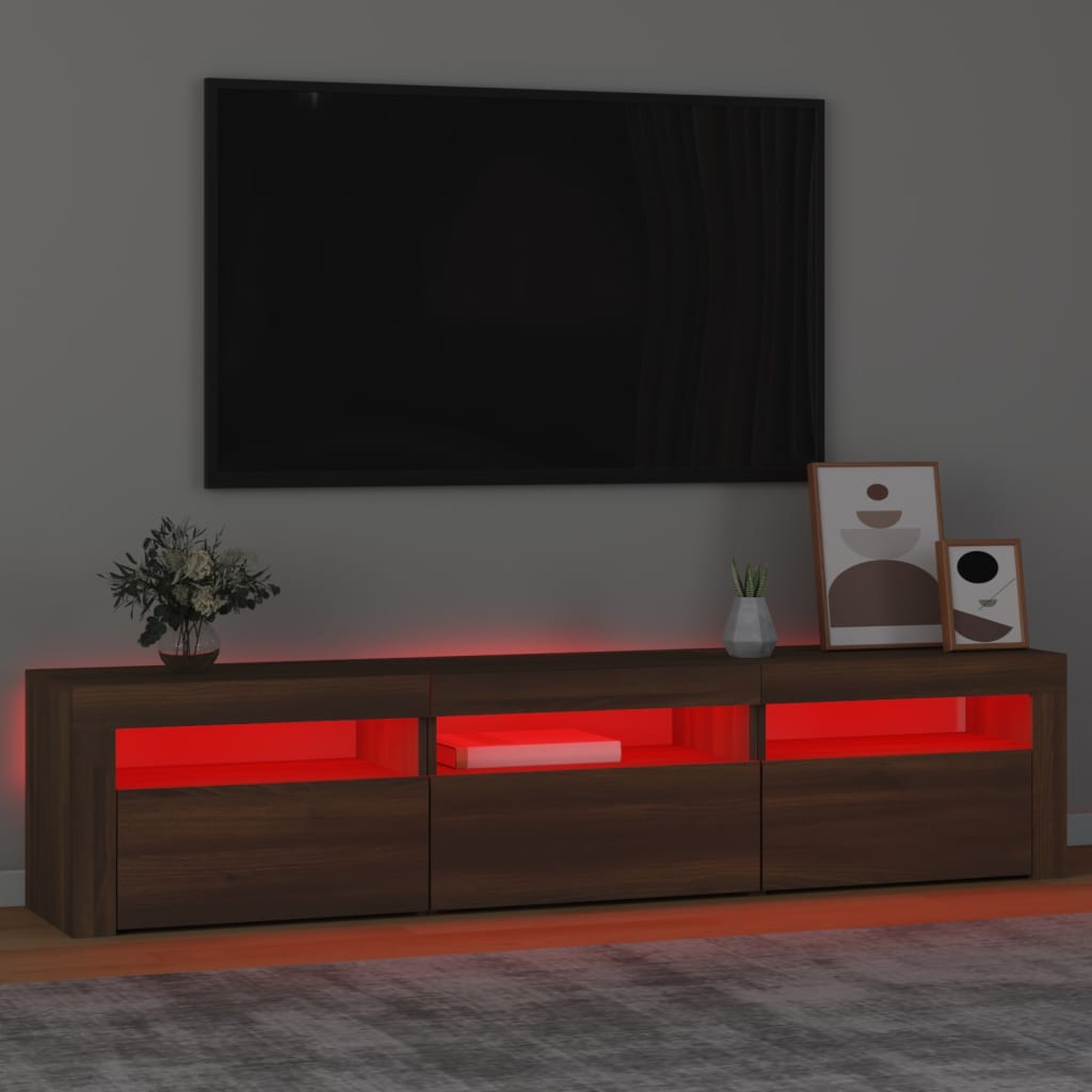 Έπιπλο Τηλεόρασης με LED Καφέ Δρυς 180x35x40 εκ. 5