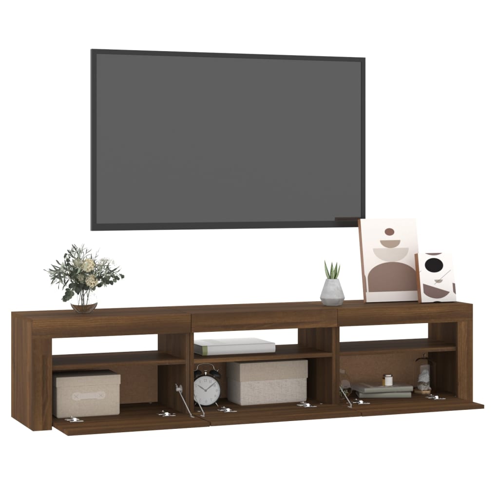 Έπιπλο Τηλεόρασης με LED Καφέ Δρυς 180x35x40 εκ. 6