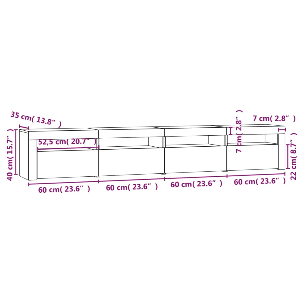 Έπιπλο Τηλεόρασης με LED Γκρι Sonoma 240x35x40 εκ. 12