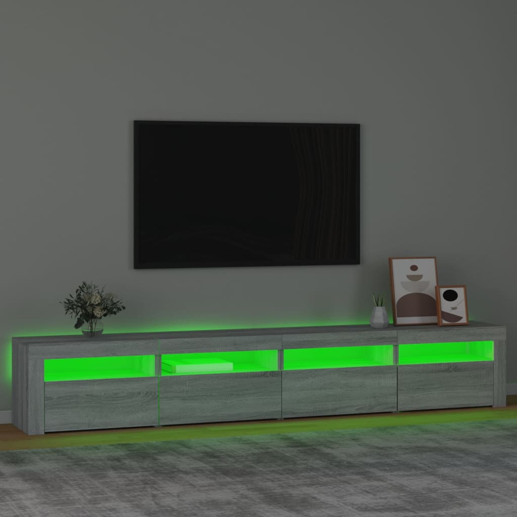 Έπιπλο Τηλεόρασης με LED Γκρι Sonoma 240x35x40 εκ. 4