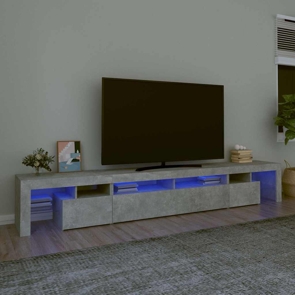Έπιπλο Τηλεόρασης με LED Γκρι Σκυροδέματος 260x36,5x40 εκ. 1