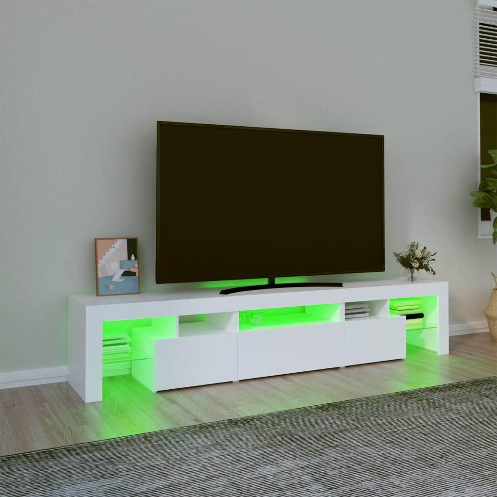 Έπιπλο Τηλεόρασης με LED Λευκό 200 x 36,5 x 40 εκ. 4