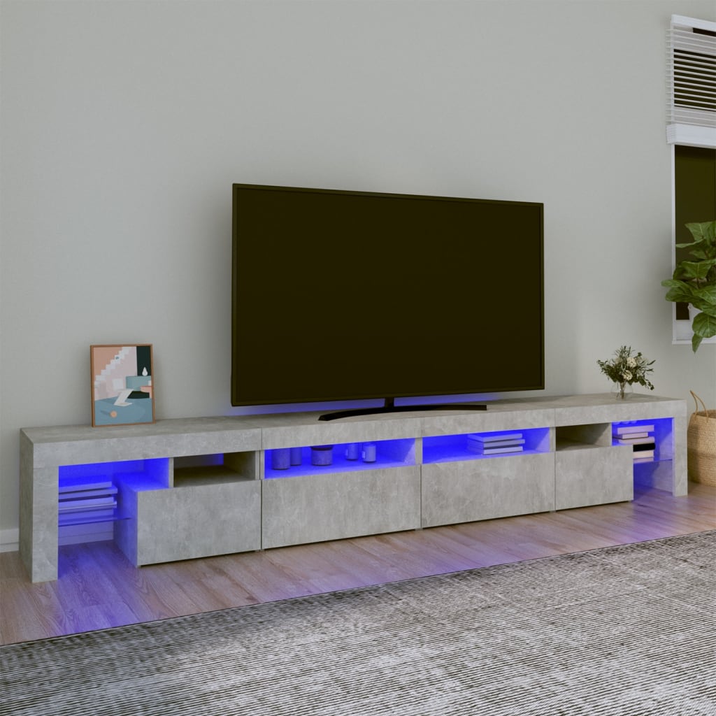 Έπιπλο Τηλεόρασης με LED Γκρι Σκυροδέματος 260x36,5x40 εκ. 1