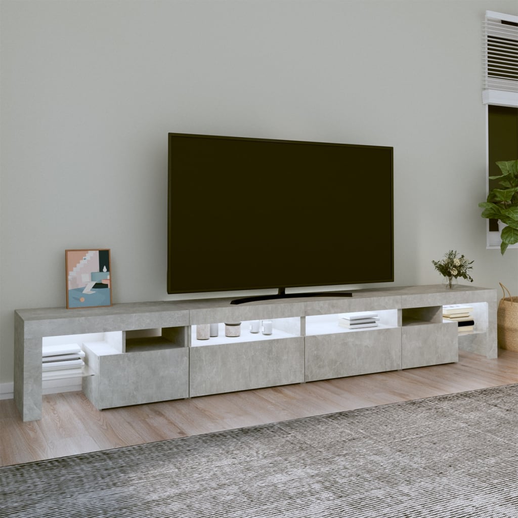 Έπιπλο Τηλεόρασης με LED Γκρι Σκυροδέματος 260x36,5x40 εκ. 3