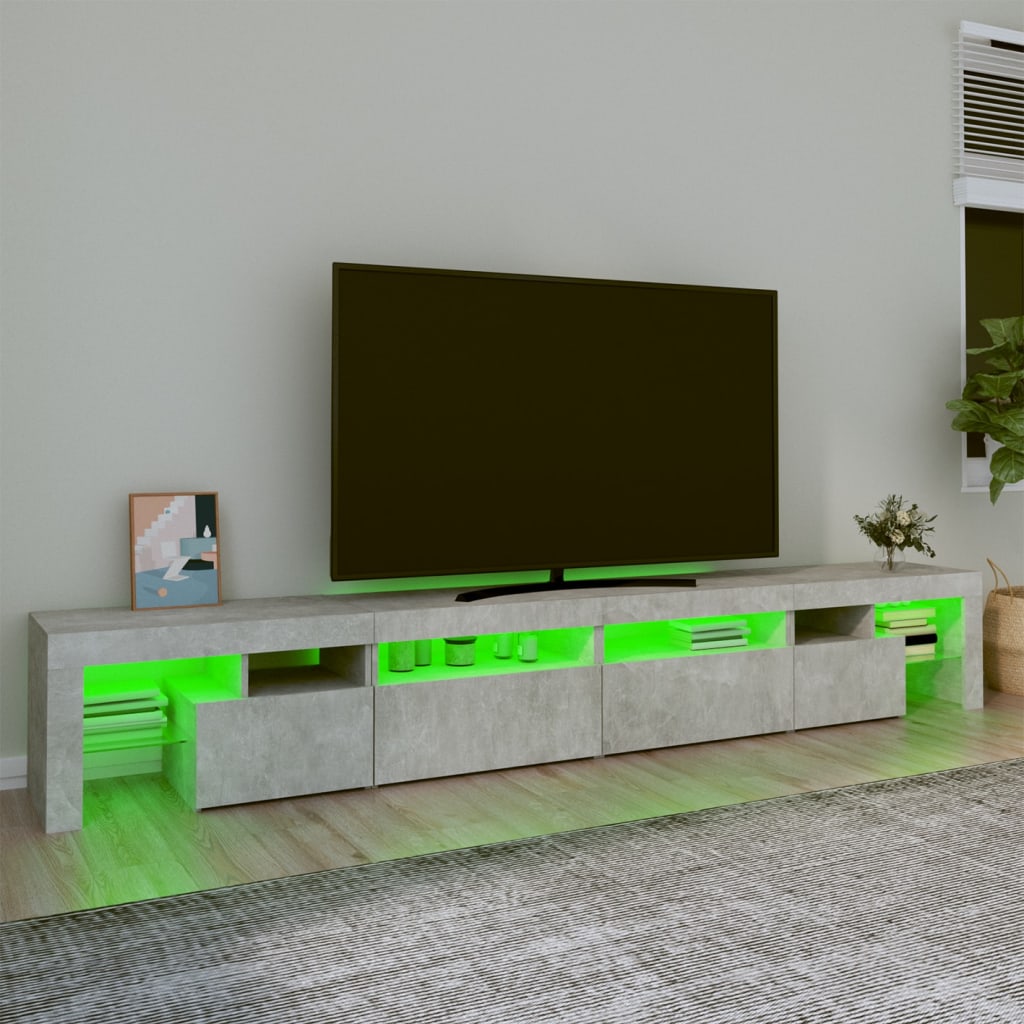 Έπιπλο Τηλεόρασης με LED Γκρι Σκυροδέματος 260x36,5x40 εκ. 4