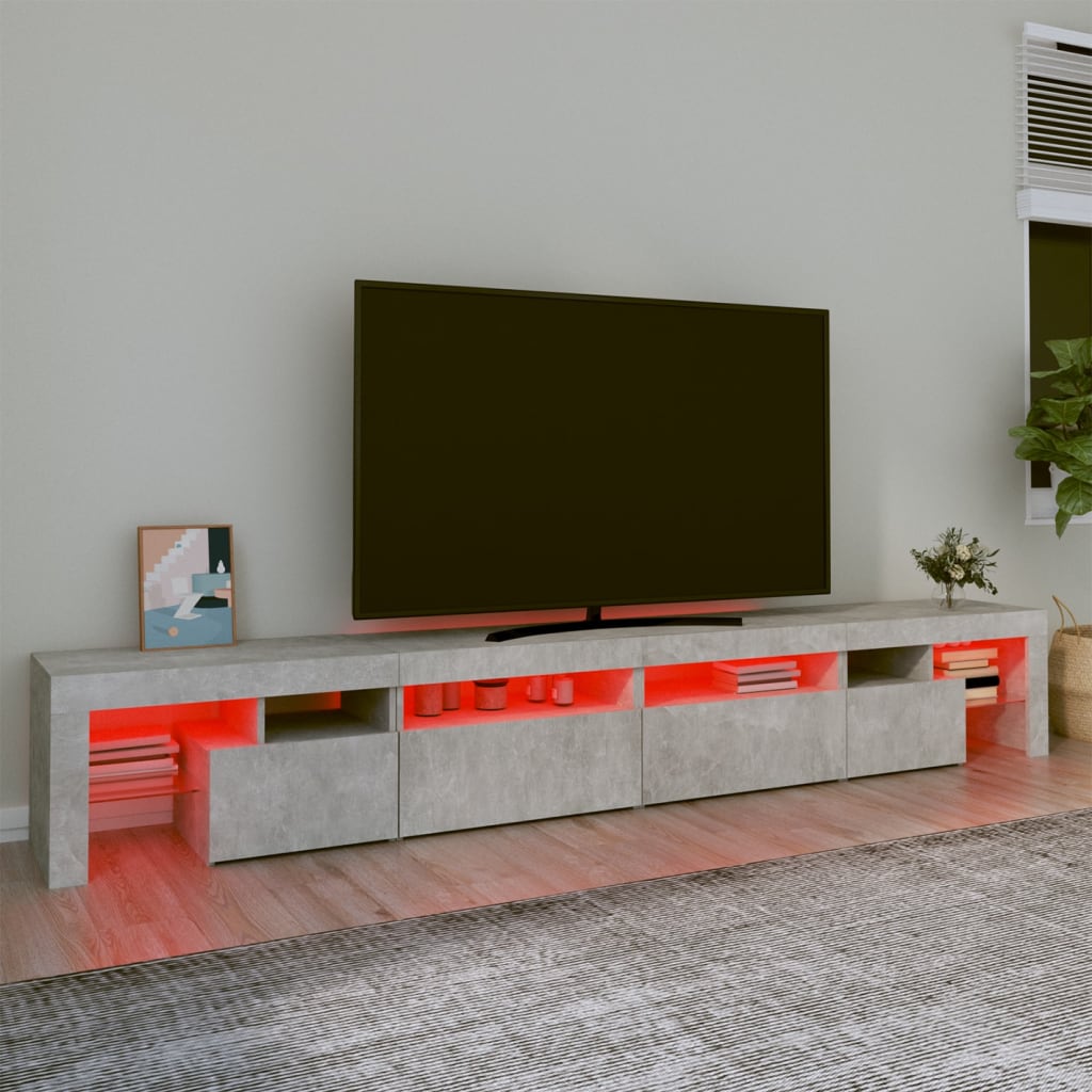Έπιπλο Τηλεόρασης με LED Γκρι Σκυροδέματος 260x36,5x40 εκ. 5