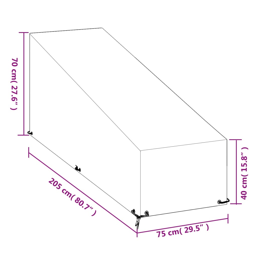 Κάλυμμα Ξαπλώστρας 2 τεμ με 12 Κρίκους 205x75x40/70 εκ Πολυαιθ. 9