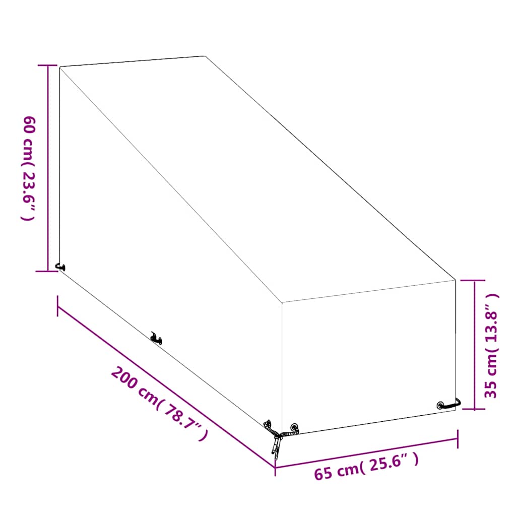 Κάλυμμα Ξαπλώστρας 2 τεμ με 12 Κρίκους 200x65x35/60 εκ Πολυαιθ. 9