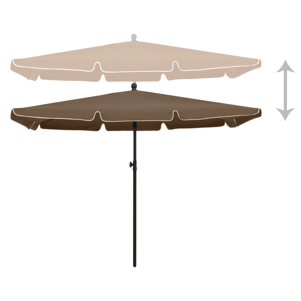 Ομπρέλα Κήπου με Ιστό Χρώμα Taupe 210 x 140 εκ. 3