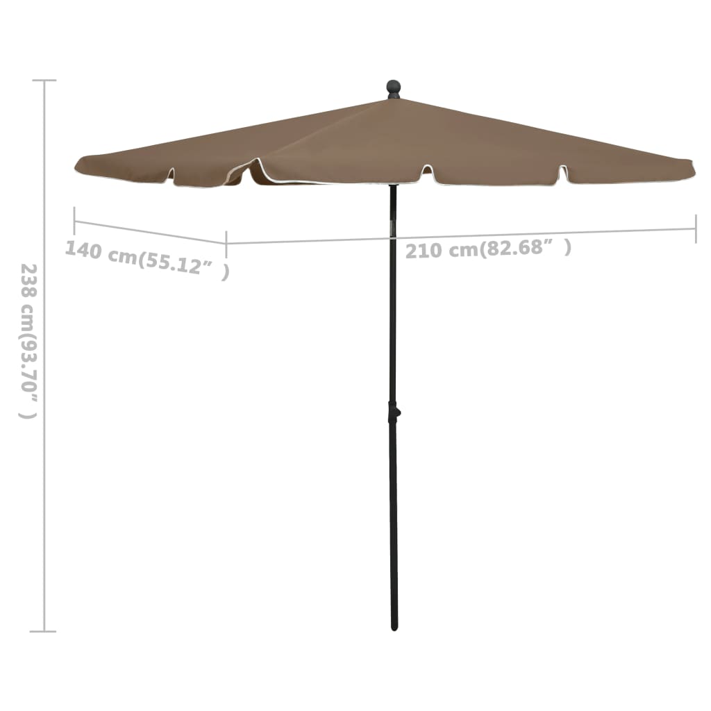 Ομπρέλα Κήπου με Ιστό Χρώμα Taupe 210 x 140 εκ. 6