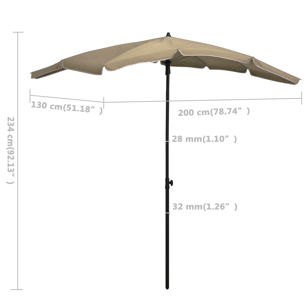 Ομπρέλα Κήπου με Ιστό Taupe 200 x 130 εκ. 6