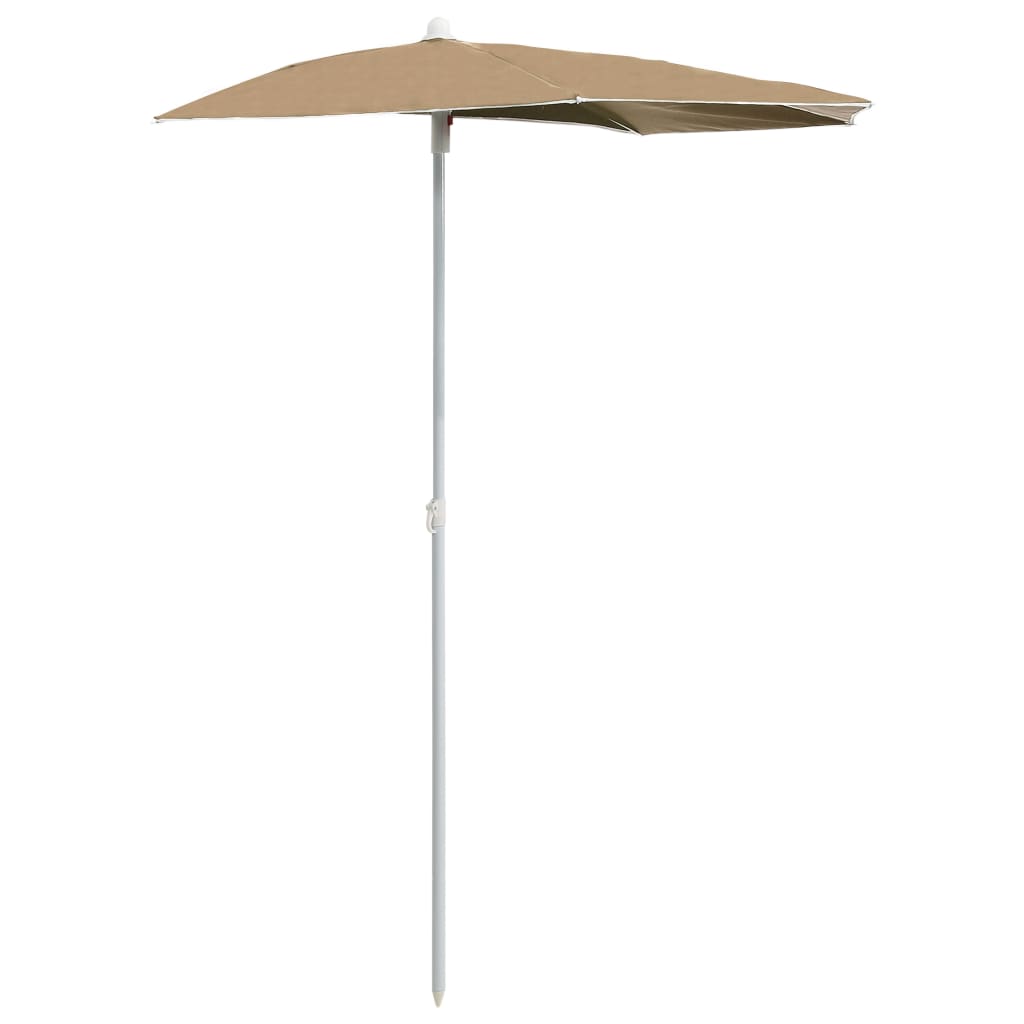 Ομπρέλα Κήπου Μισή με Ιστό Taupe 180 x 90 εκ. 2