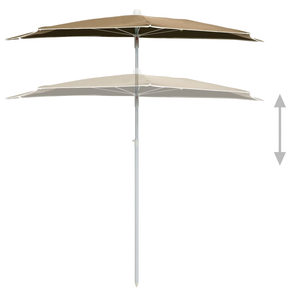 Ομπρέλα Κήπου Μισή με Ιστό Taupe 180 x 90 εκ. 4
