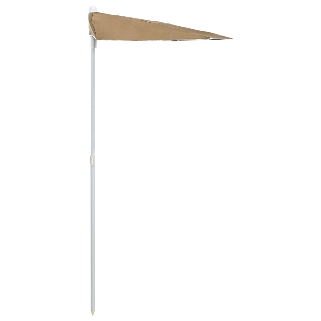 Ομπρέλα Κήπου Μισή με Ιστό Taupe 180 x 90 εκ. 5