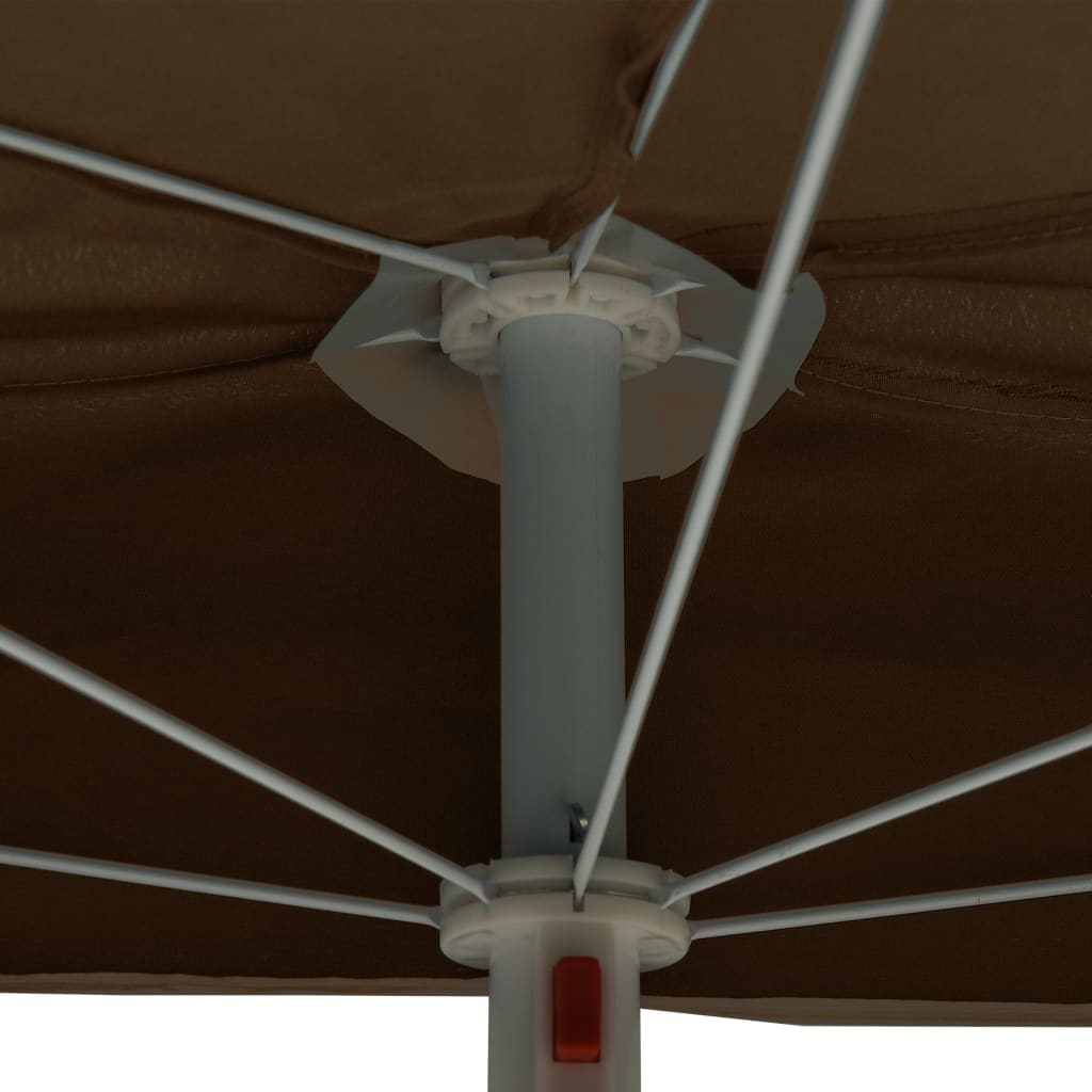 Ομπρέλα Κήπου Μισή με Ιστό Taupe 180 x 90 εκ. 7