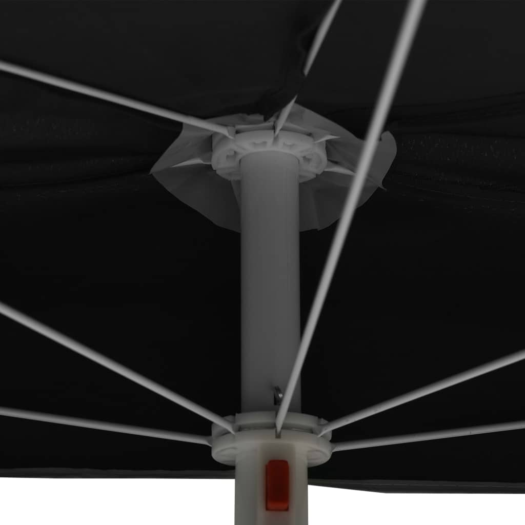 Ομπρέλα Κήπου Μισή με Ιστό Μαύρη 180 x 90 εκ. 7