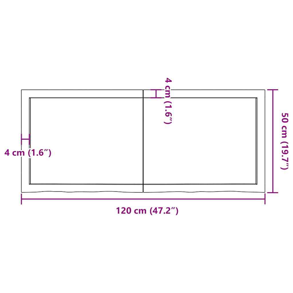 Επιφάνεια Τραπεζιού Σκούρο Καφέ 120x50x(2-6)εκ Επεξ. Μασίφ Δρυς 10