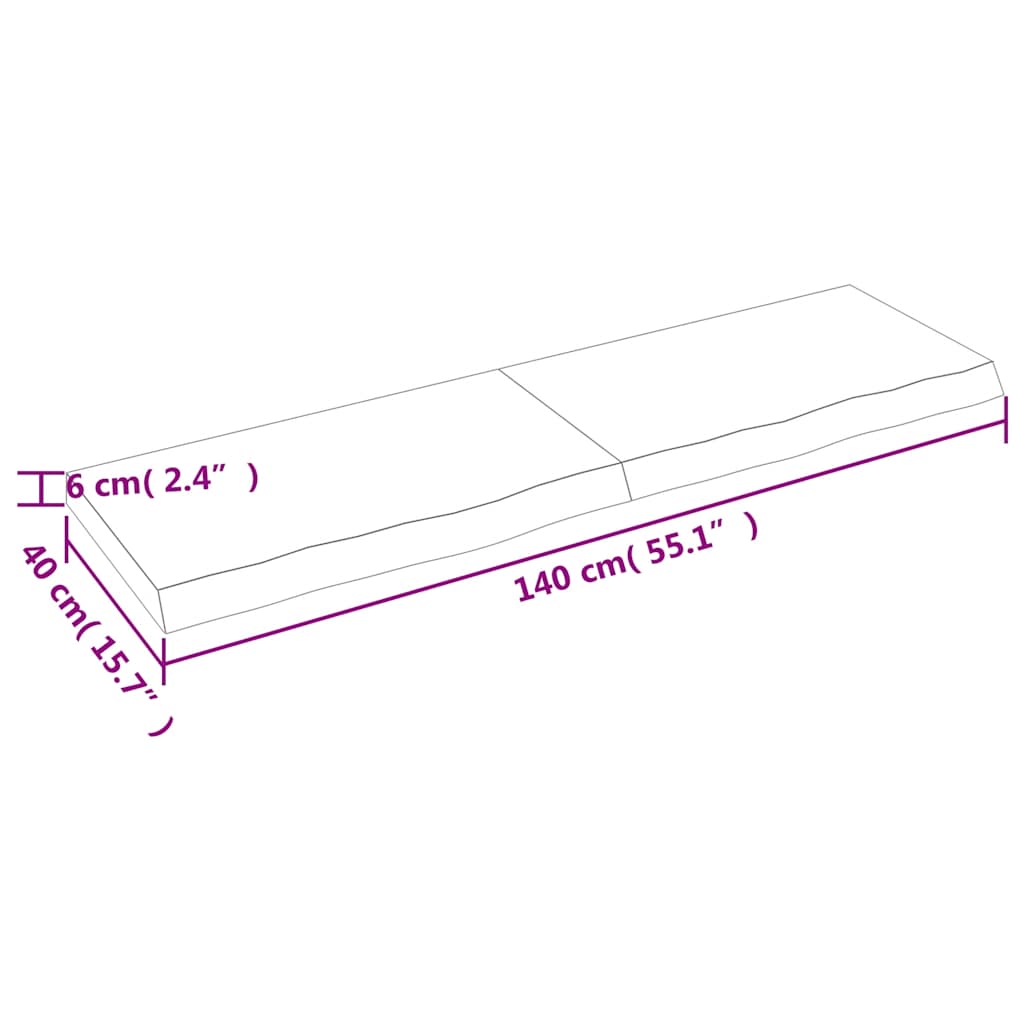 Επιφάνεια Τραπεζιού Σκούρο Καφέ 140x40x(2-6)εκ Επεξ. Μασίφ Δρυς 9