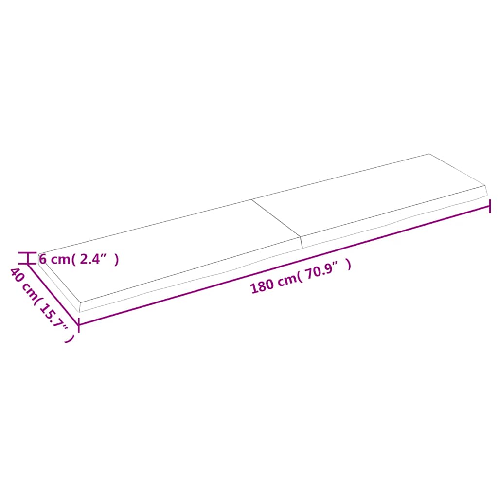 Επιφάνεια Τραπεζιού Σκούρο Καφέ 180x40x(2-6)εκ Επεξ. Μασίφ Δρυς 9