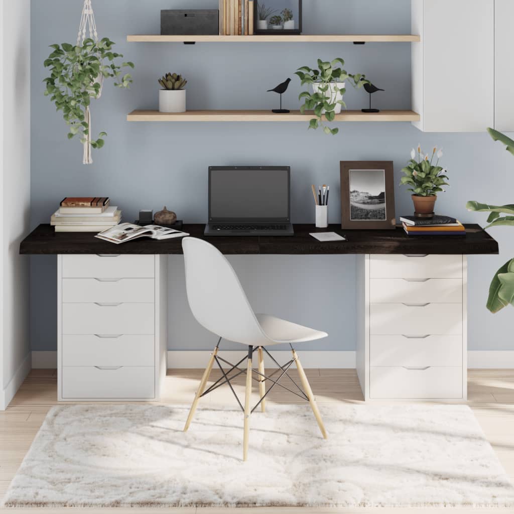 Επιφάνεια Τραπεζιού Σκούρο Καφέ 200x40x(2-6)εκ Επεξ. Μασίφ Δρυς 1