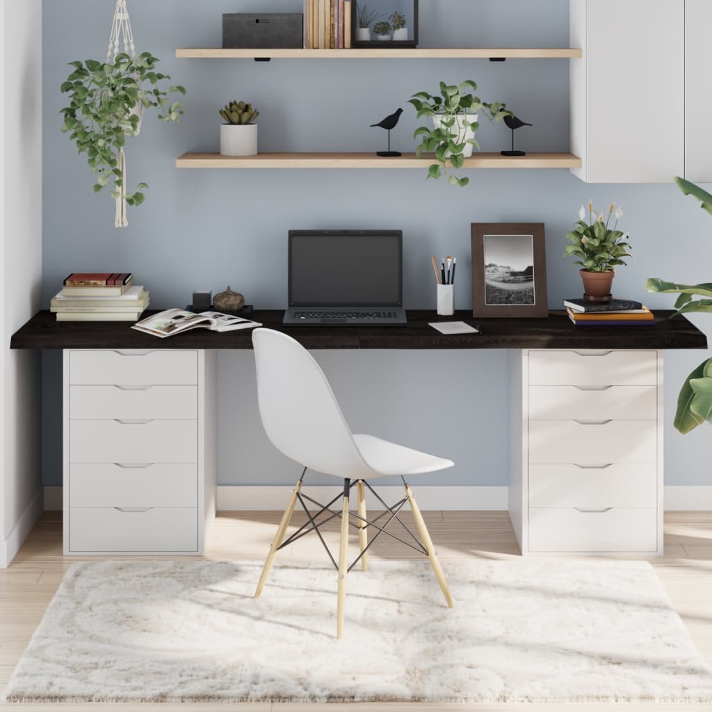 Επιφάνεια Τραπεζιού Σκούρο Καφέ 220x50x(2-4)εκ Επεξ. Μασίφ Δρυς 1