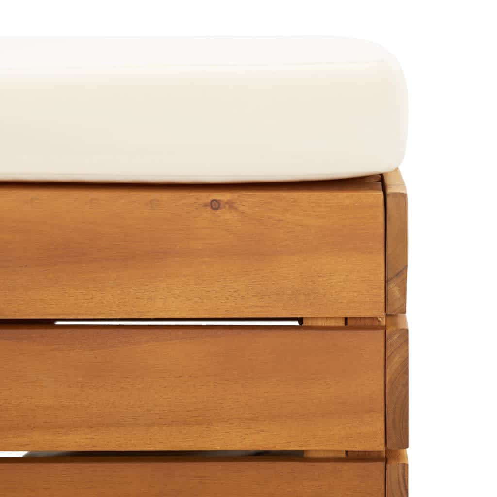 Σετ Τραπέζι Κήπου & Υποπόδιο από Μασίφ Ξύλο Ακακίας με Μαξιλάρι 6