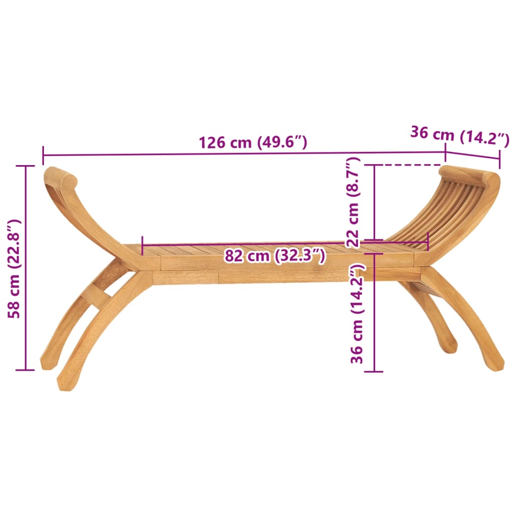 Πάγκος Κήπου 126 εκ. από Μασίφ Ξύλο Teak 6