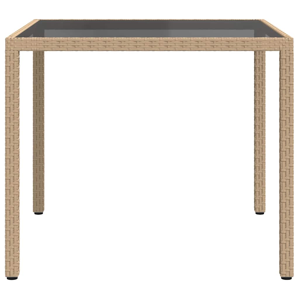 Τραπέζι Κήπου Μπεζ 90x90x75εκ από Ψημένο Γυαλί/Συνθετικό Ρατάν 4