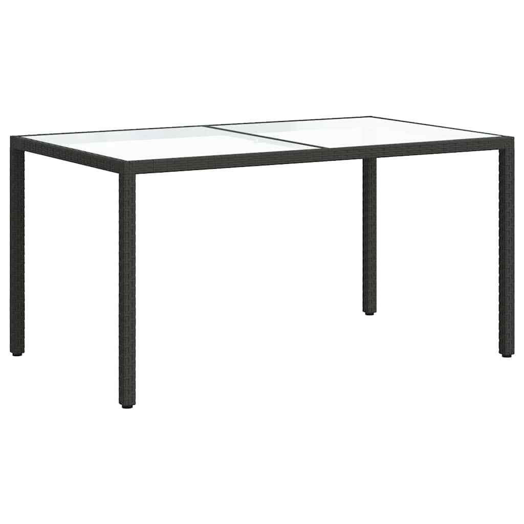 Τραπέζι Κήπου Μαύρο 150x90x75 εκ. Συνθετικό Ρατάν/Ψημένο Γυαλί 5