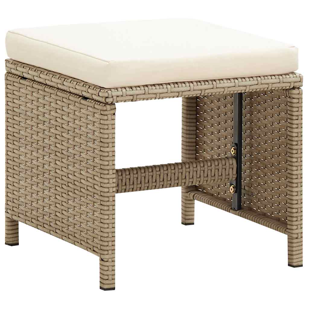 Καρέκλες Κήπου με Σκαμπό 2 τεμ. Μπεζ από Συνθετικό Ρατάν 9