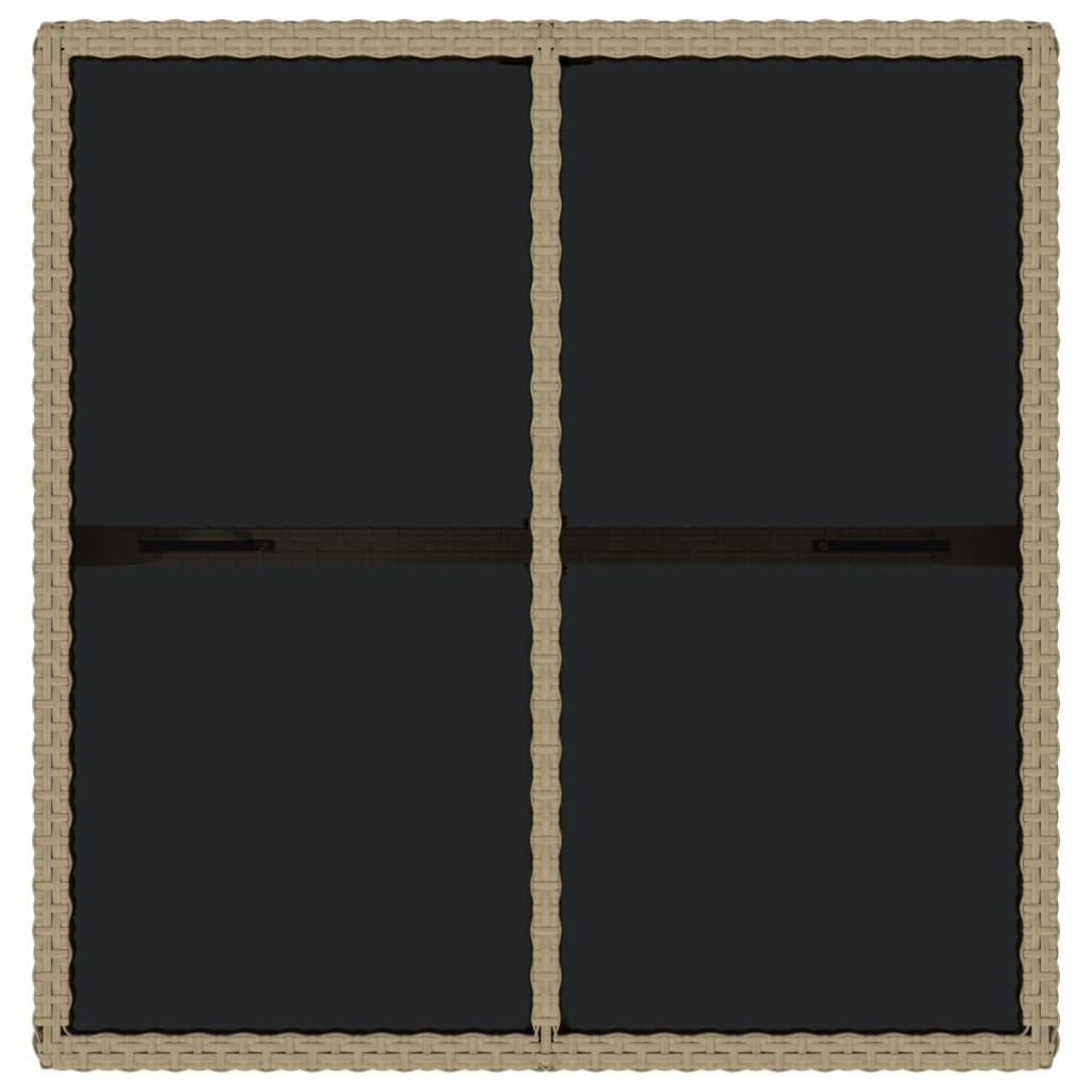 Τραπέζι Κήπου Μπεζ 109 x 107 x 74 εκ. Συνθετικό Ρατάν/Γυαλί 5