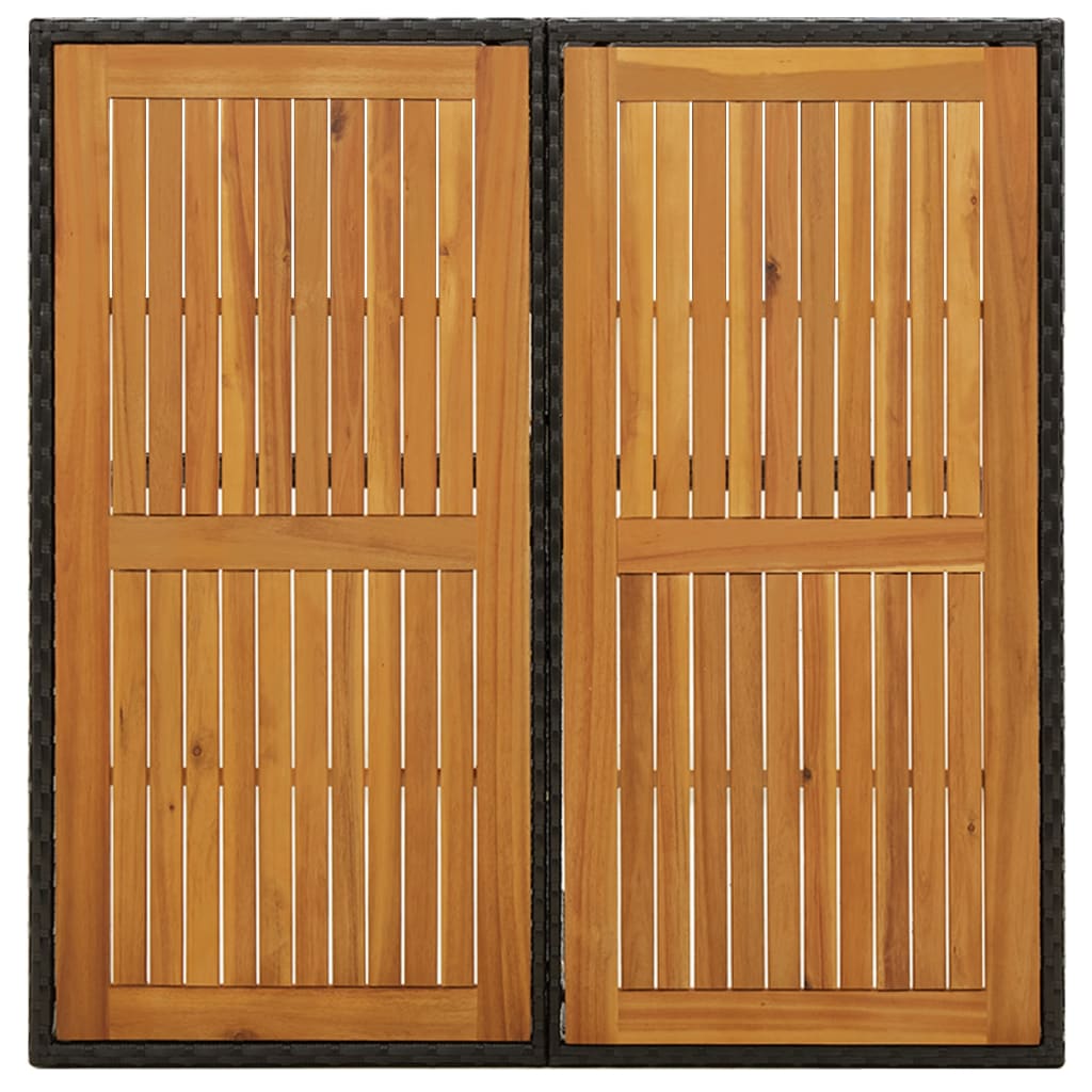 Τραπέζι Κήπου Μαύρο 109x107x74 εκ. Συνθετικό Ρατάν/Μασίφ Ακακία 4