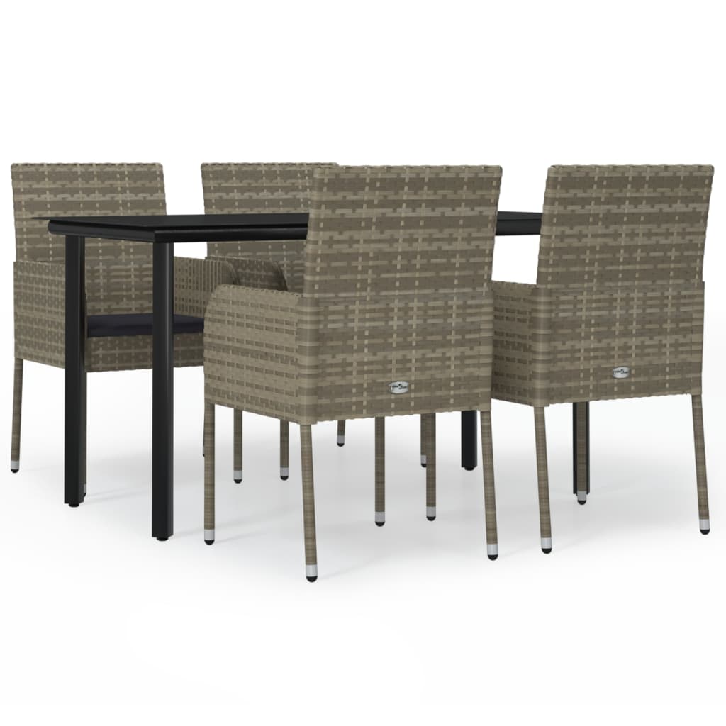 Σετ Τραπεζαρίας Κήπου 5 τεμ Μαύρο&Γκρι Συνθ. Ρατάν με Μαξιλάρια 2