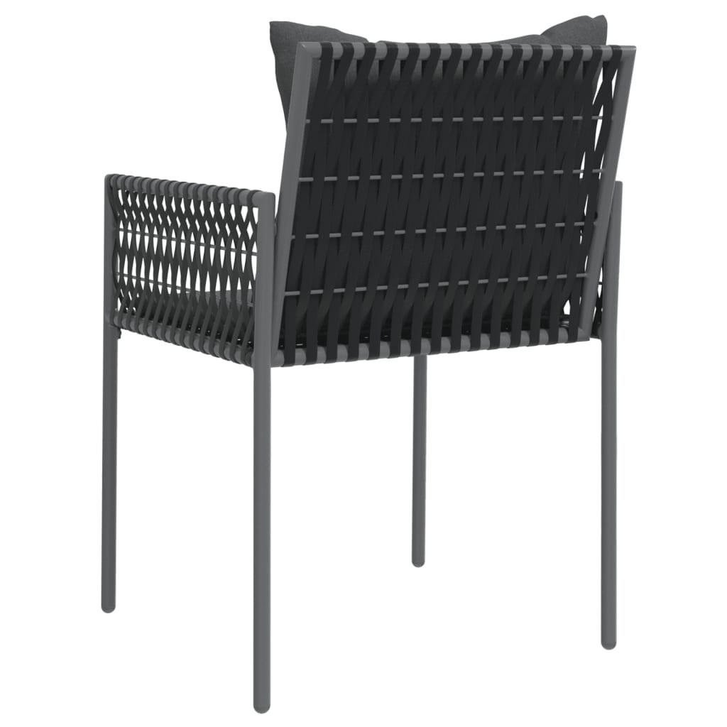 Καρέκλες Κήπου 6 τεμ. Μαύρο 54x61x83 εκ Συνθ. Ρατάν & Μαξιλάρια 6