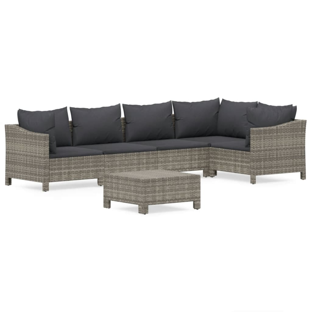 Σαλόνι Κήπου 6 Τεμαχίων από Γκρι Συνθετικό Ρατάν με Μαξιλάρια 2