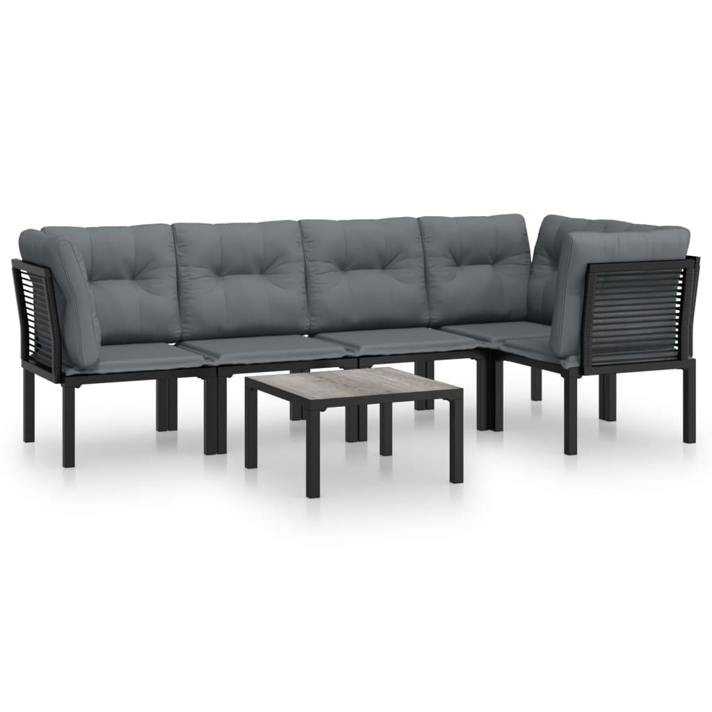 Σαλόνι Κήπου Σετ 6 Τεμαχίων Μαύρο και Γκρι από Συνθετικό Ρατάν 2