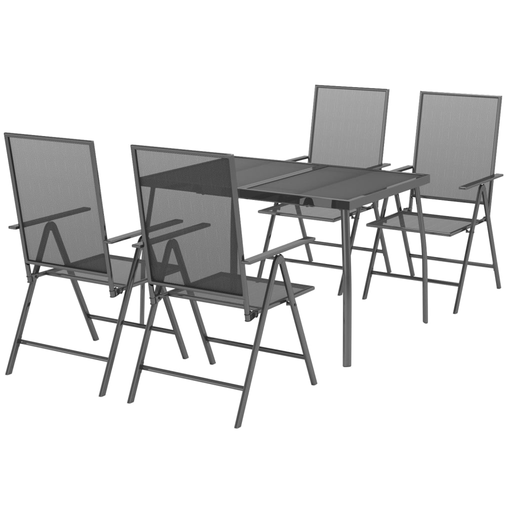 Σετ Τραπεζαρίας Κήπου 5 Τεμαχίων Ανθρακί από Ατσάλι 3