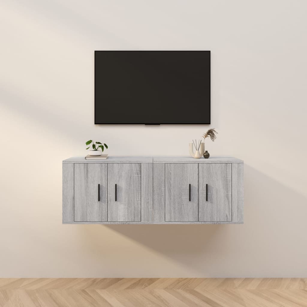Έπιπλα Τηλεόρασης Επιτοίχια 2 τεμ. Γκρι Sonoma 57x34,5x40 εκ. 1