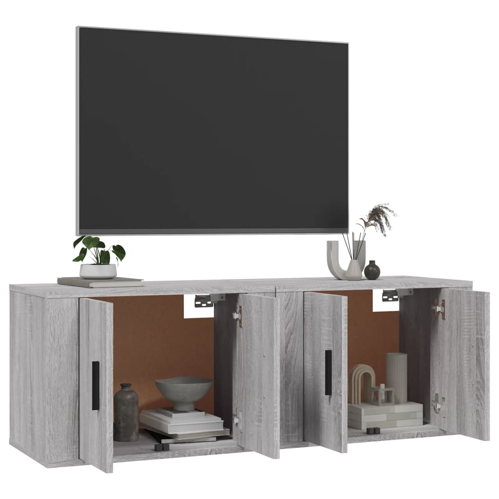 Έπιπλα Τηλεόρασης Επιτοίχια 2 τεμ. Γκρι Sonoma 57x34,5x40 εκ. 3