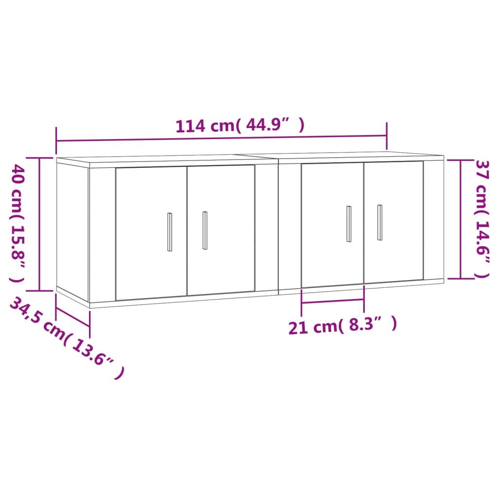 Έπιπλα Τηλεόρασης Επιτοίχια 2 τεμ. Γκρι Sonoma 57x34,5x40 εκ. 8