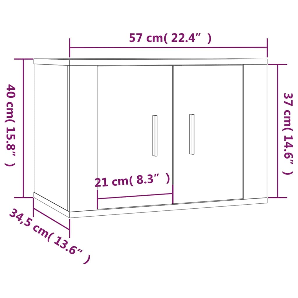 Έπιπλα Τηλεόρασης Επιτοίχια 2 τεμ. Γκρι Sonoma 57x34,5x40 εκ. 9