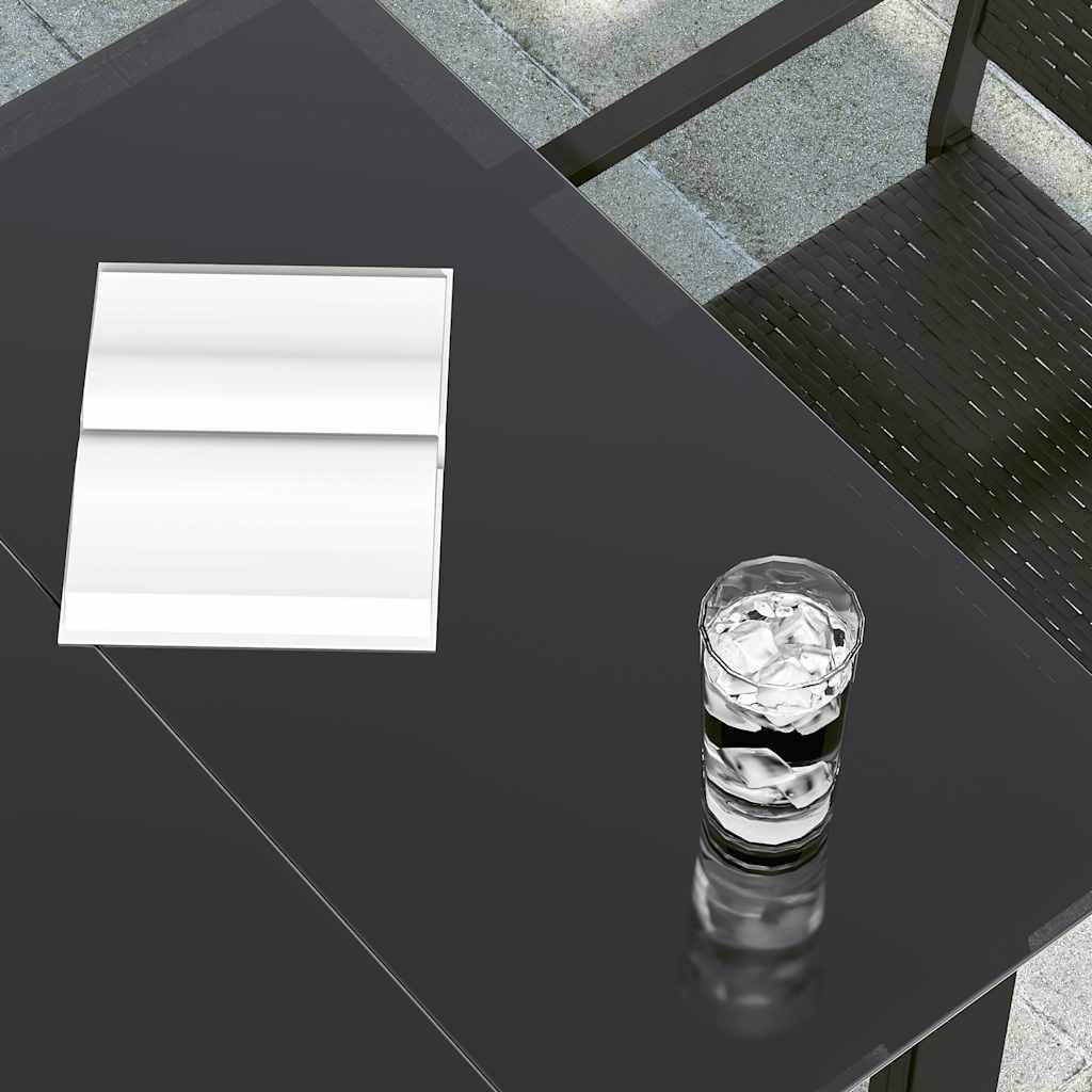 Τραπεζαρία Κήπου Μαύρη 160 x 80 x 74 εκ. Ατσάλι / Ψημένο Γυαλί 4