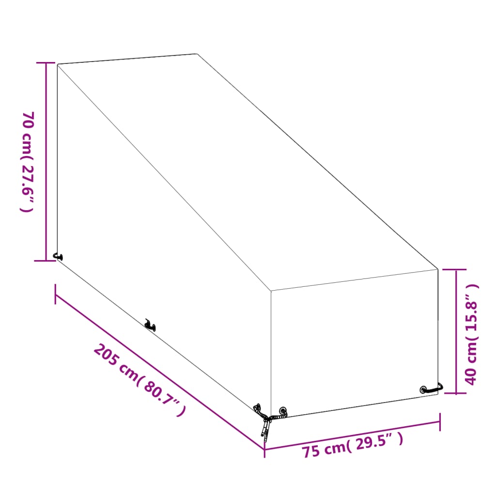 Κάλυμμα Ξαπλώστρας με 12 Κρίκους 205x75x40/70 εκ. Πολυαιθυλένιο 9