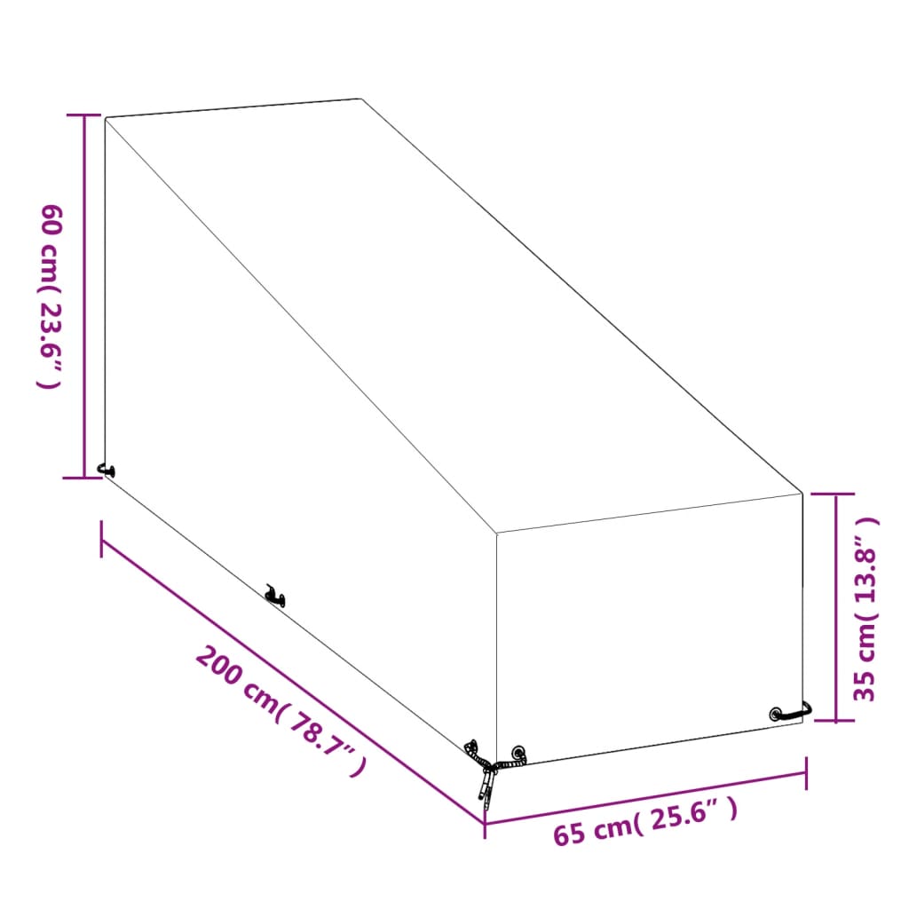 Κάλυμμα Ξαπλώστρας με 12 Κρίκους 200x65x35/60 εκ. Πολυαιθυλένιο 9