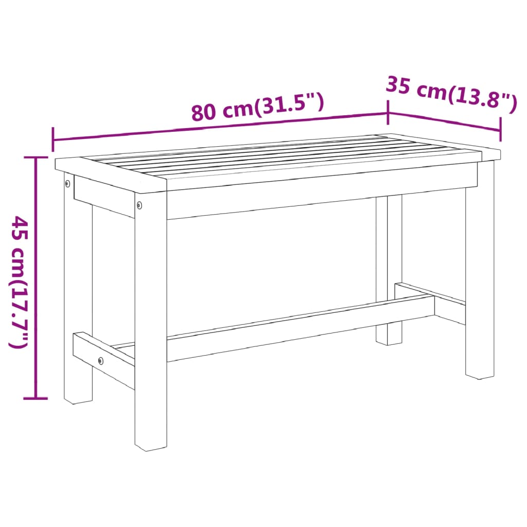 Παγκάκι Κήπου 80 x 35 x 45 εκ. από Μασίφ Ξύλο Ακακίας 7