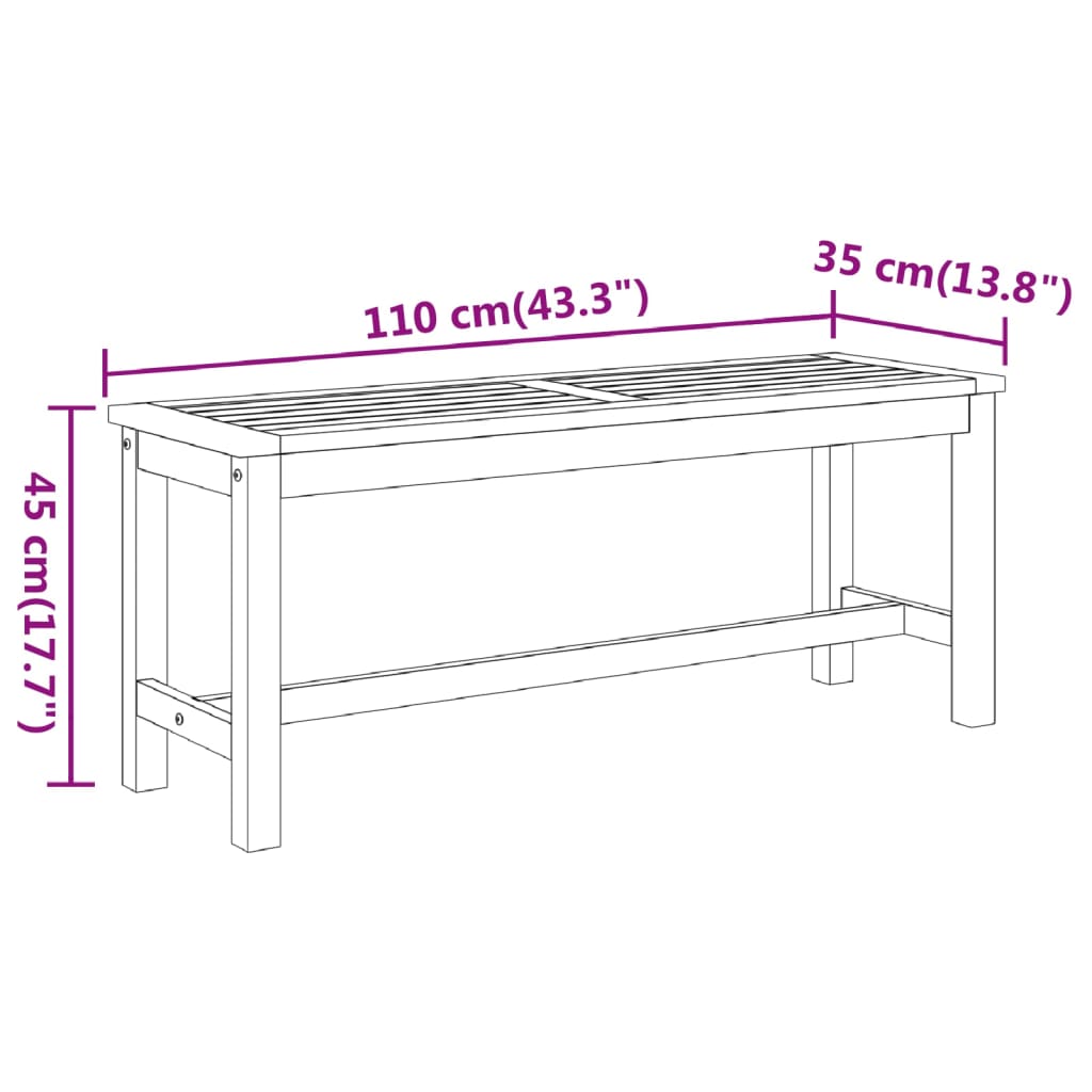 Παγκάκι Κήπου 110x35x45 εκ. από Μασίφ Ξύλο Ακακίας 7