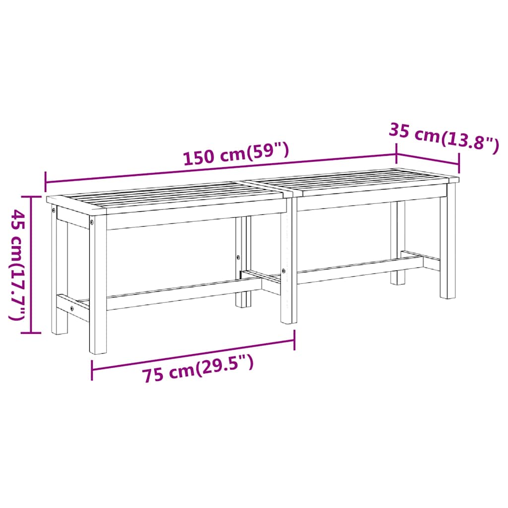 Παγκάκι Κήπου 150 x 35 x 45 εκ. από Μασίφ Ξύλο Ακακίας 7