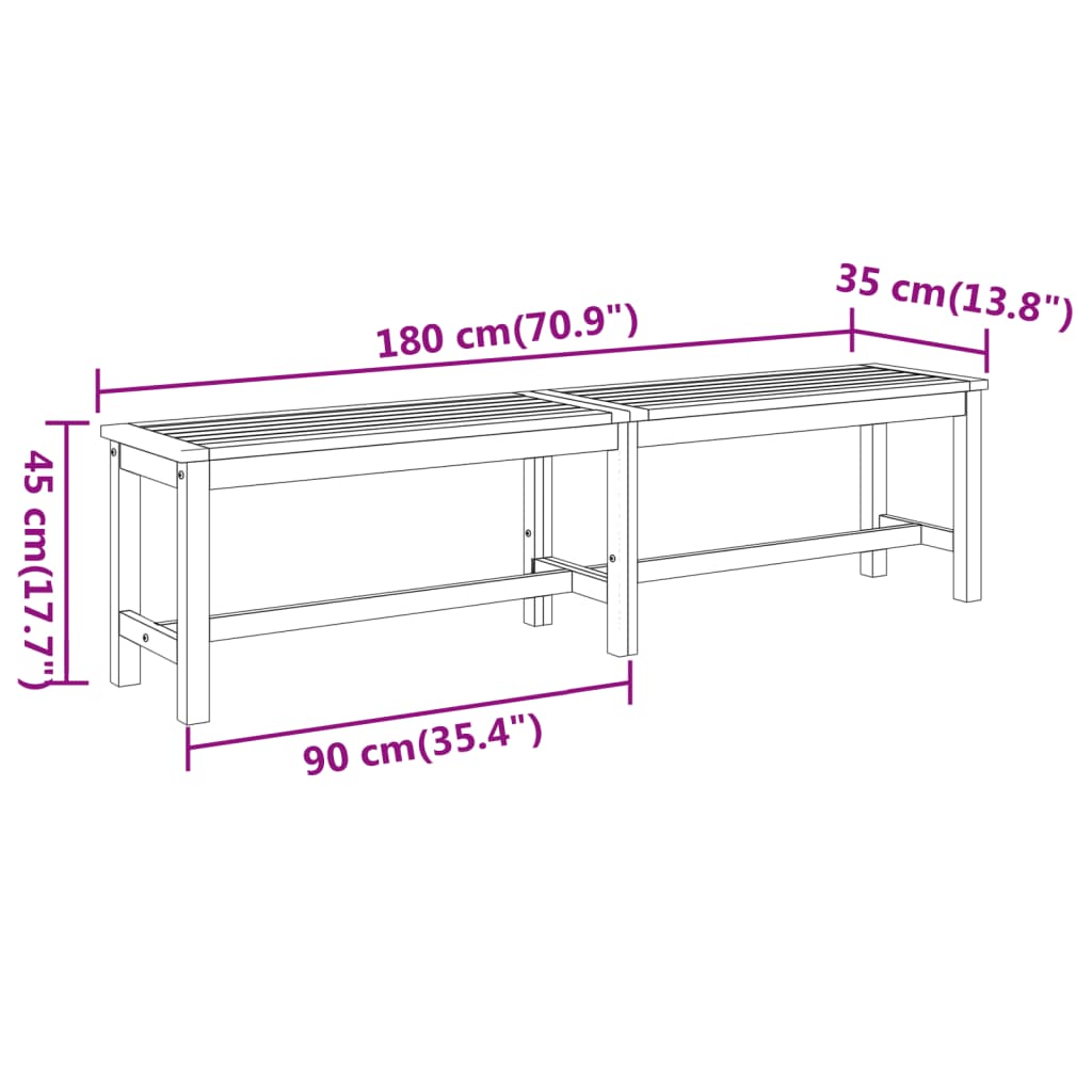 Παγκάκι Κήπου 180x35x45 εκ. από Μασίφ Ξύλο Ακακίας 7