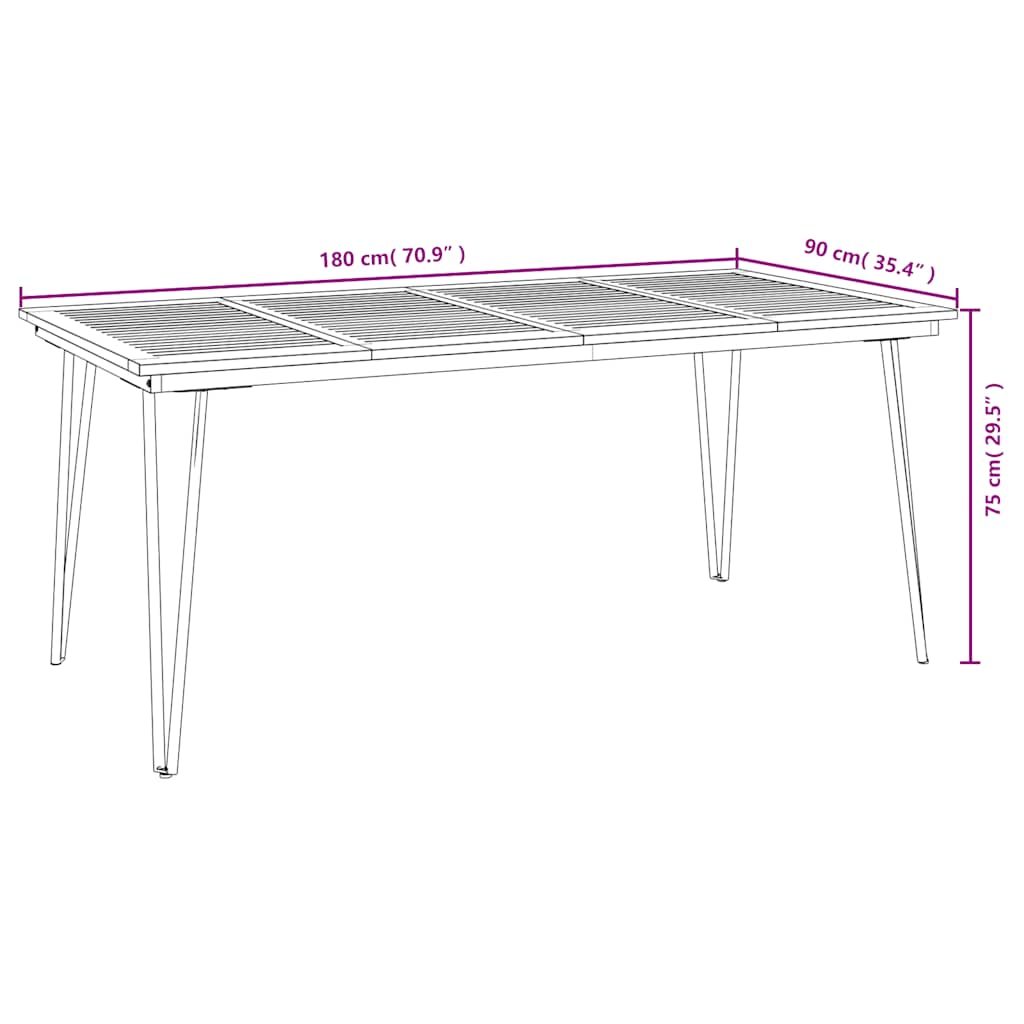 Τραπέζι Κήπου Με Πόδια Φουρκέτα 180x90x75 εκ. Μασίφ Ακακία 8
