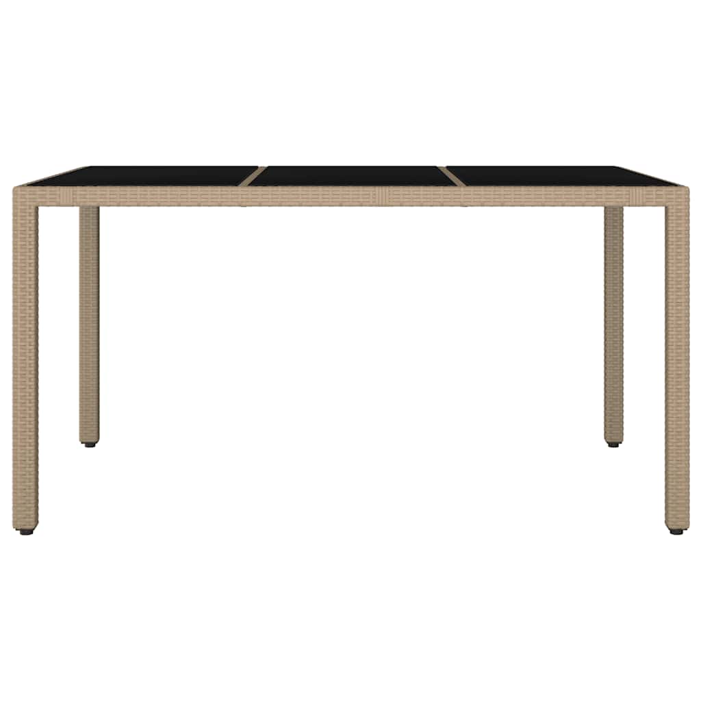 Τραπέζι Κήπου Γυάλινη Επιφάνεια Μπεζ Συνθ. Ρατάν & Ψημένο Γυαλί 3